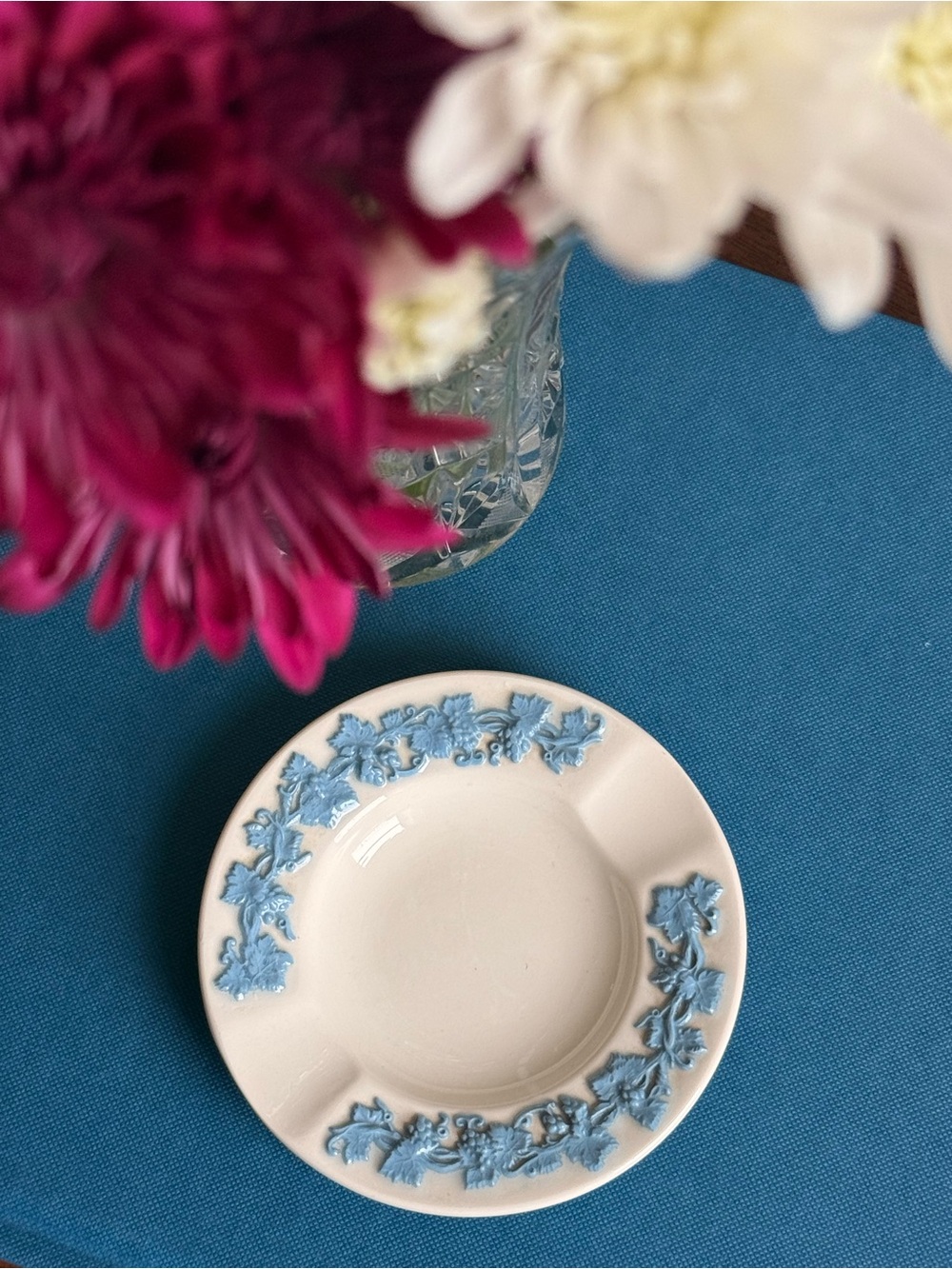 Wedgwood White Astray with Sky Blue Floral Relief